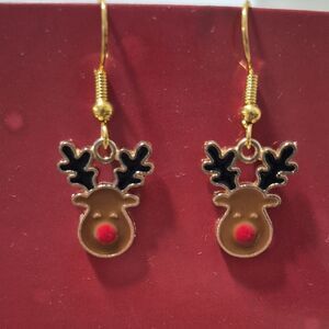 ♡♡♡ Rudolph Reindeer Drop Earrings | Cute Christmas Enamel Jewelry Gift